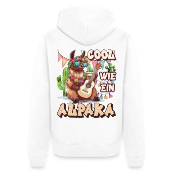 Alpaka Fan COOL WIE EIN ALPAKA Lama Lustig - Unisex Premium Bio Zip Hoodie - Weiß - Hinten - Thijin (182cm)