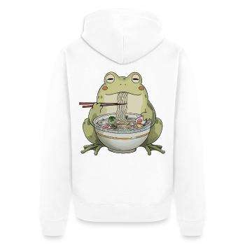 Frosch, Ramen, Japanische Nudeln, Lustiges Kawaii - Unisex Premium Bio Zip Hoodie - Weiß - Hinten - Thijin (182cm)