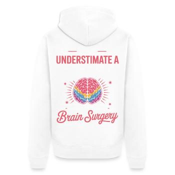 Stärke der Frauen Gehirn Chirurgie Motiv - Unisex Premium Bio Zip Hoodie - Weiß - Hinten - Thijin (182cm)