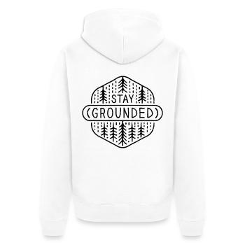 Erdung, bleib geerdet: Achtsamkeitspraxis - Unisex Premium Bio Zip Hoodie - Weiß - Hinten - Thijin (182cm)