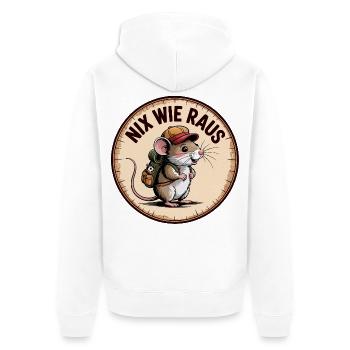 Souris d'aventure avec sac à dos et chapeau - Veste à capuche bio Premium Unisexe - blanc - Dos - Thijin (182cm)
