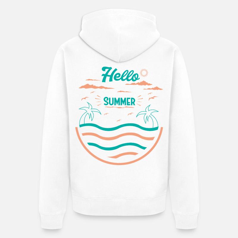 Conception de plage de palmiers d’été - Veste à capuche bio Premium Unisexe - blanc