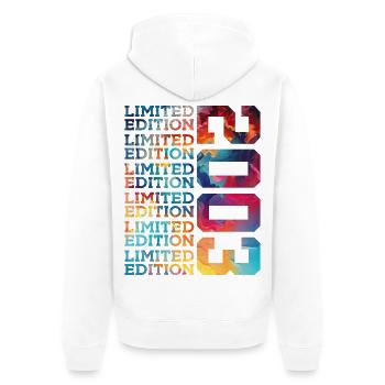 LIMITED EDITION 2003 23 JAHRE 23. GEBURTSTAG - Unisex Premium Bio Zip Hoodie - Weiß - Hinten - Thijin (182cm)
