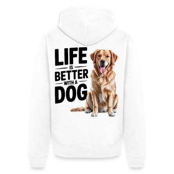 La vie est meilleure avec un chien - Veste à capuche bio Premium Unisexe - blanc - Dos - Thijin (182cm)