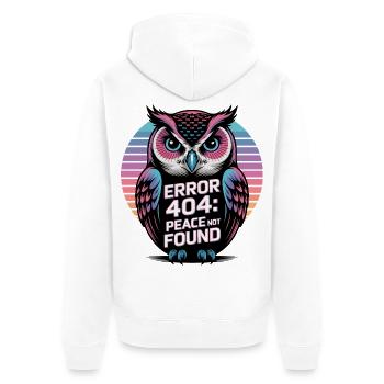 Peaceful Owl Error 404 T-Shirt - Unisex Premium Organic Zip Hoodie - white - Back - Thijin (182cm)