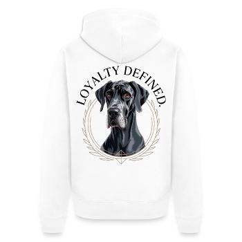 Conception de gardien fidèle du Dogue Allemand - Veste à capuche bio Premium Unisexe - blanc - Dos - Thijin (182cm)