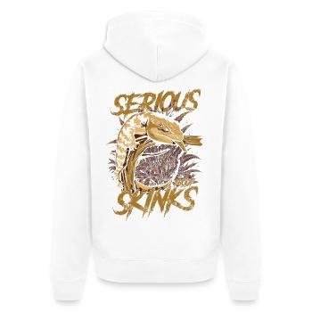 Ernsthaft über Blauzungenskinke Reptilienhalter - Unisex Premium Bio Zip Hoodie - Weiß - Hinten - Thijin (182cm)