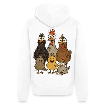 Lachende Hühner und Küken - Unisex Premium Bio Zip Hoodie - Weiß - Hinten - Thijin (182cm)