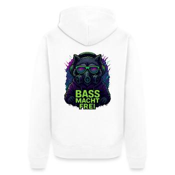 Rave Techno Party Design Bass macht frei Waschbär - Unisex Premium Bio Zip Hoodie - Weiß - Hinten - Thijin (182cm)