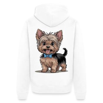 Niedlicher Yorkshire Terrier Mit Schleife - Unisex Premium Bio Zip Hoodie - Weiß - Hinten - Thijin (182cm)
