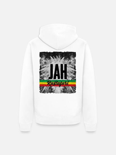 JAH Rastafari Symbol mit Farbband - Unisex Premium Bio Zip Hoodie - Weiß