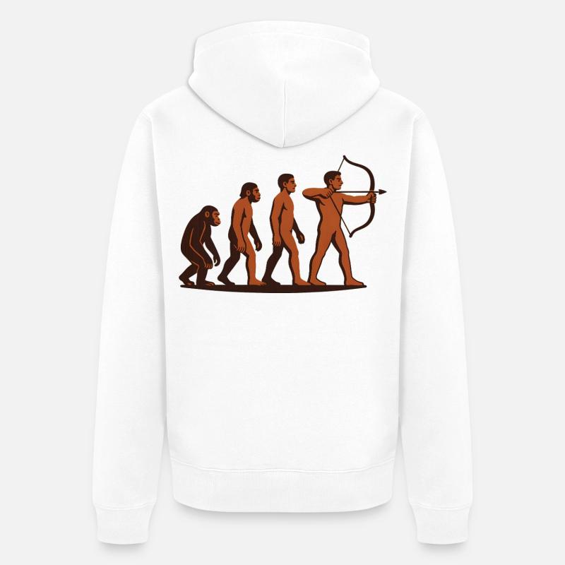 Evolution Bogenschießen Bogen Ziel Bogenschütze - Unisex Premium Bio Zip Hoodie - Weiß