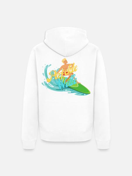 Bunter Surfer mit Wasserwellen - Unisex Premium Bio Zip Hoodie - Weiß