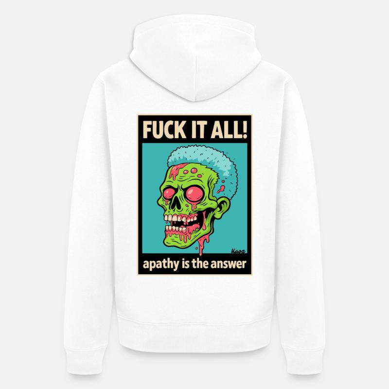 Crâne de zombie avec déclaration audacieuse - Veste à capuche bio Premium Unisexe - blanc