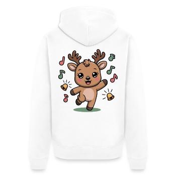 Renne joyeux avec des notes et des cloches - Veste à capuche bio Premium Unisexe - blanc - Dos - Thijin (182cm)