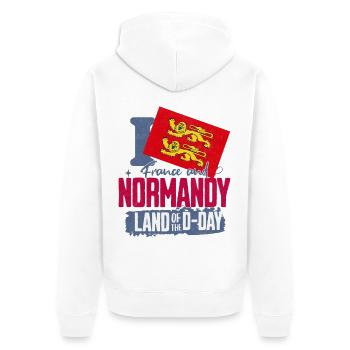 Design Land de Normandie avec Lion et Drapeau - Veste à capuche bio Premium Unisexe - blanc - Dos - Thijin (182cm)