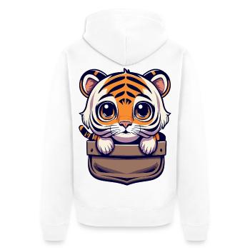 Tiger Pocket Cadeau Original pour Amour des Félins - Veste à capuche bio Premium Unisexe - blanc - Dos - Thijin (182cm)