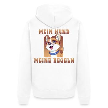Chiens avec des lunettes et disant : mon chien, mes règles - Veste à capuche bio Premium Unisexe - blanc - Dos - Thijin (182cm)