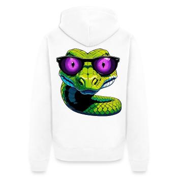 Snake with purple sunglasses - Unisex Premium Organic Zip Hoodie - white - Back - Thijin (182cm)