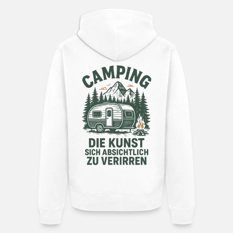 Camping L’art de se perdre volontairement - Veste à capuche bio Premium Unisexe - blanc