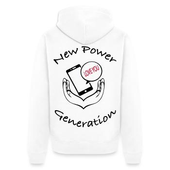 New Power Generation Love Message Design - Unisex Premium Bio Zip Hoodie - Weiß - Hinten - Thijin (182cm)