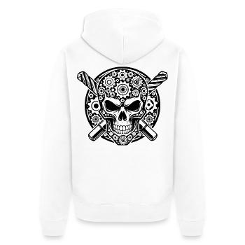 CNC Skull – Machinist Skull with Gears - Unisex Premium Organic Zip Hoodie - white - Back - Thijin (182cm)