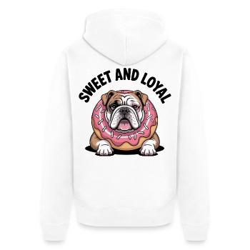 Sweet and Loyal Bulldog - Unisex Premium Organic Zip Hoodie - white - Back - Thijin (182cm)