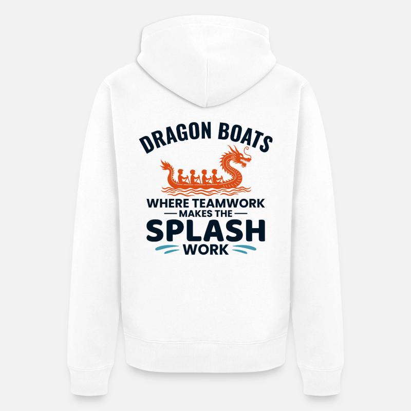 Équipage de course de bateaux-dragons - Veste à capuche bio Premium Unisexe - blanc