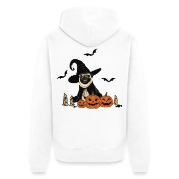 Hunde-Halloween - Unisex Premium Bio Zip Hoodie - Weiß - Hinten - Thijin (182cm)