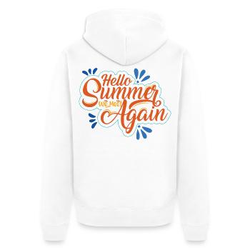 Inscription estivale avec gaieté - Veste à capuche bio Premium Unisexe - blanc - Dos - Thijin (182cm)