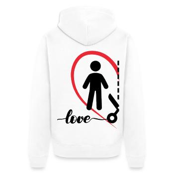 Minimalistisches Liebesdesign Links Halbes Herz - Unisex Premium Bio Zip Hoodie - Weiß - Hinten - Thijin (182cm)