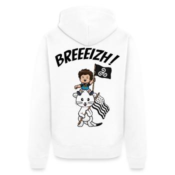 Brittany Breizh Hermine Breton Kind Gwenn ha Du - Unisex Premium Bio Zip Hoodie - Weiß - Hinten - Thijin (182cm)