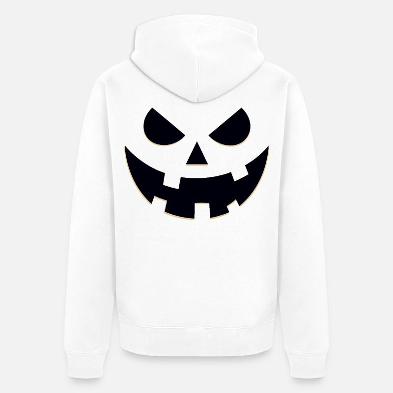 Portrait étrange de Jack-O'-Lantern - Veste à capuche bio Premium Unisexe - blanc