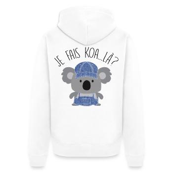Koala Style Denim Casual - Unisex Premium Bio Zip Hoodie - Weiß - Hinten - Thijin (182cm)