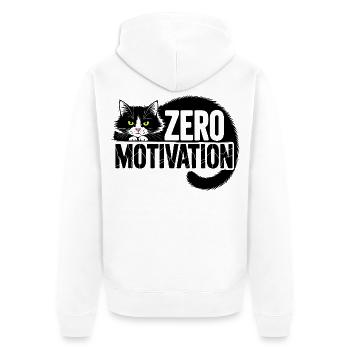 Null Motivation Katze - Unisex Premium Bio Zip Hoodie - Weiß - Hinten - Thijin (182cm)