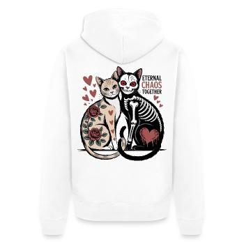 Eternal Chaos Cats - Unisex Premium Organic Zip Hoodie - white - Back - Thijin (182cm)
