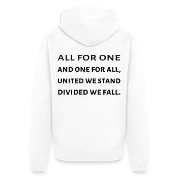 Die drei Musketiere Zitat - Unisex Premium Bio Zip Hoodie - Weiß - Hinten - Thijin (182cm)