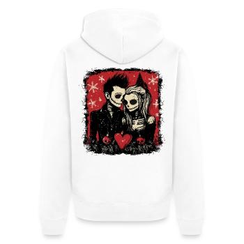 Couple de zombies célébrant Noël - Veste à capuche bio Premium Unisexe - blanc - Dos - Thijin (182cm)