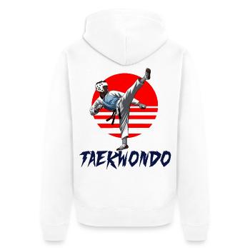 Arts Martiaux Taekwondo Conception Silhouette - Veste à capuche bio Premium Unisexe - blanc - Dos - Thijin (182cm)
