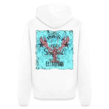 Ozeanisches Seafood-Design  - Unisex Premium Bio Zip Hoodie - Weiß - Hinten - Thijin (182cm)