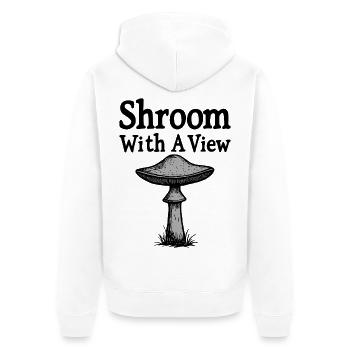 Shroom With A View - Pilz Spruch - Unisex Premium Bio Zip Hoodie - Weiß - Hinten - Thijin (182cm)