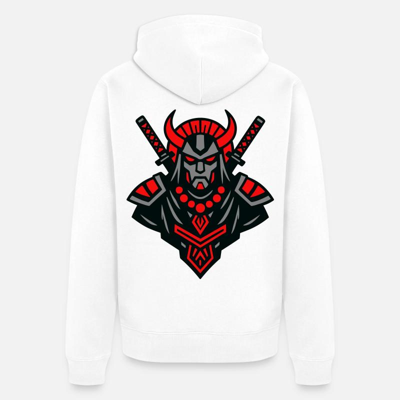 Samouraï Devil Warrior - Veste à capuche bio Premium Unisexe - blanc