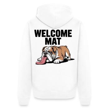 Welcome Mat Bulldog - Unisex Premium Organic Zip Hoodie - white - Back - Thijin (182cm)