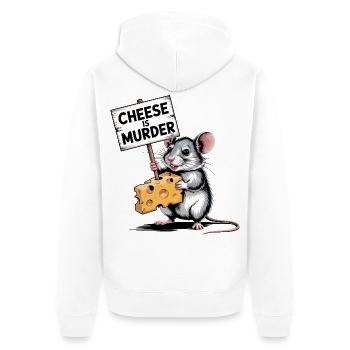 Cheese Is Murder Mouse - Unisex Premium Organic Zip Hoodie - white - Back - Thijin (182cm)