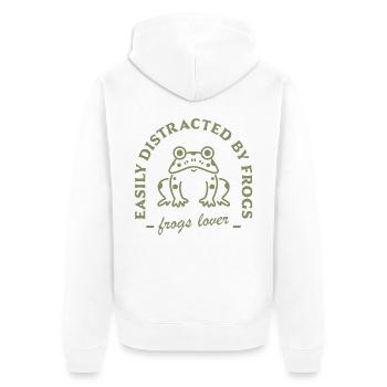 Froschliebhaber, lustige Zitate, niedliche Cottagecore-Ästhetik - Unisex Premium Bio Zip Hoodie - Weiß - Hinten - Thijin (182cm)