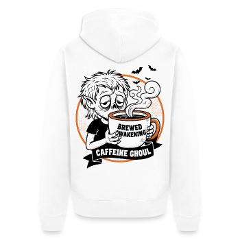 Spukende Kaffeetasse Illustration - Unisex Premium Bio Zip Hoodie - Weiß - Hinten - Thijin (182cm)