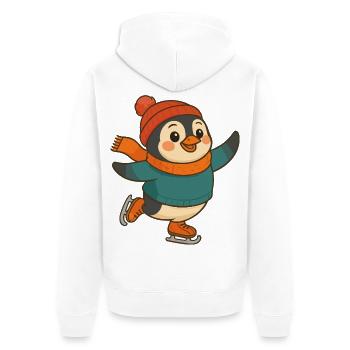 Niedliche Pinguin Skater Skating Kunst - Unisex Premium Bio Zip Hoodie - Weiß - Hinten - Thijin (182cm)