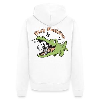 Crocodile vivant et motif squelette - Veste à capuche bio Premium Unisexe - blanc - Dos - Thijin (182cm)