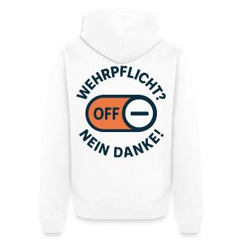 Objection de conscience – conscription Non merci - Veste à capuche bio Premium Unisexe - blanc - Dos - Thijin (182cm)
