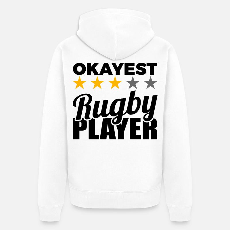 Rugby Player - Unisex Premium Organic Zip Hoodie - white